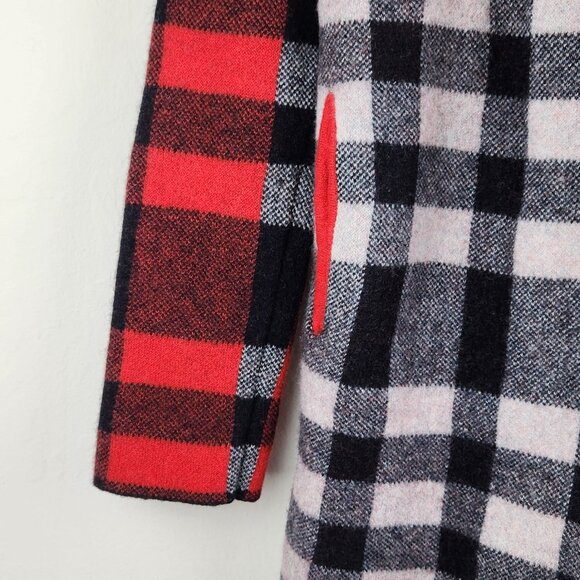 Anthropologie Field Flower Cressida Wool Plaid Hooded Sweater Coat sz XS - Picture 4 of 12